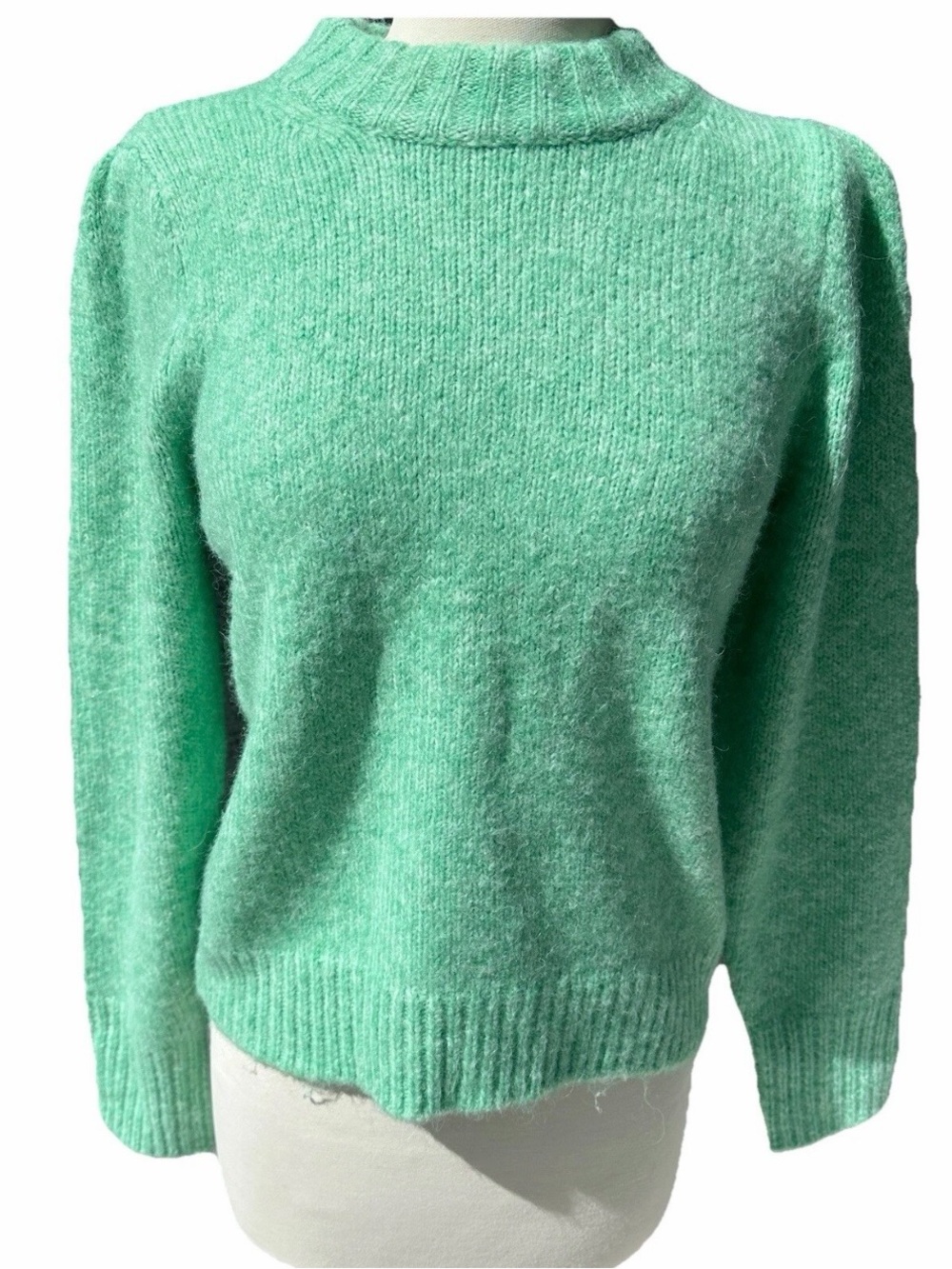 J. Crew Sweater Small Puff Sleeve Alpaca Blend Mint Green Cozy